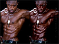 Male fitness model before and after retouch.