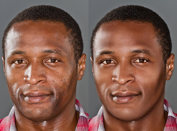Male retouch sample before and after